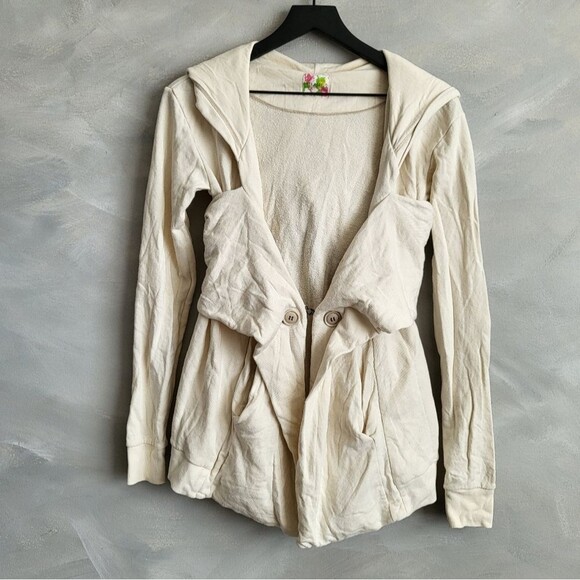 Free People Jackets & Blazers - Free people cream hooded cardigan jacket size S